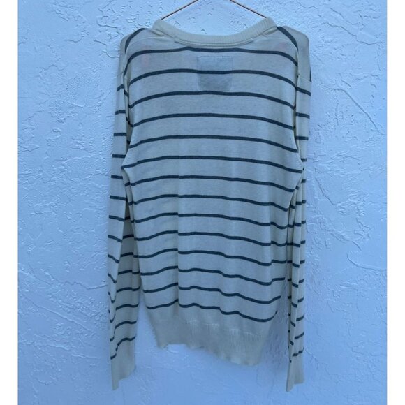 Aeropostale Mens Pullover Long Sleeve V Neck Sweater Gray Striped Sz M - Picture 2 of 8